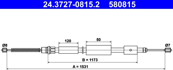 ATE 24.3727-0815.2 - Cavo comando, Freno stazionamento www.autoricambit.com