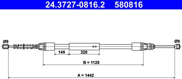 ATE 24.3727-0816.2 - Cavo comando, Freno stazionamento www.autoricambit.com