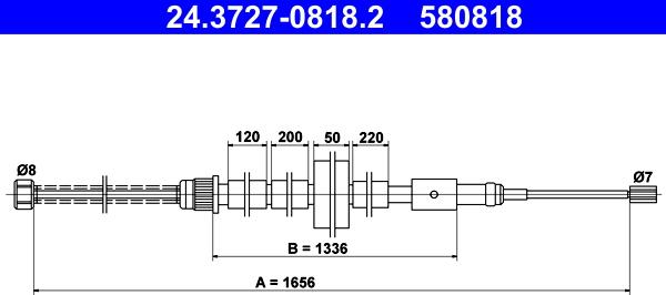 ATE 24.3727-0818.2 - Cavo comando, Freno stazionamento www.autoricambit.com