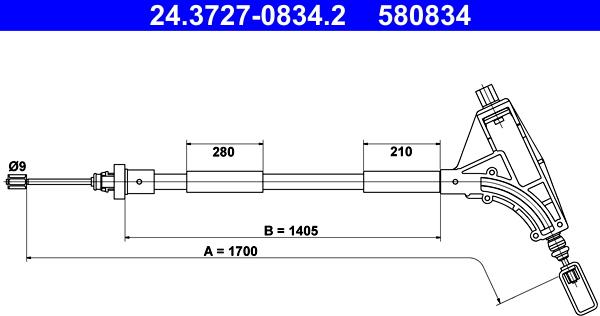 ATE 24.3727-0834.2 - Cavo comando, Freno stazionamento www.autoricambit.com