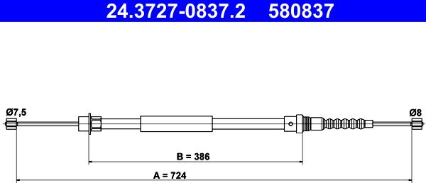 ATE 24.3727-0837.2 - Cavo comando, Freno stazionamento www.autoricambit.com