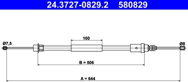 ATE 24.3727-0829.2 - Cavo comando, Freno stazionamento www.autoricambit.com