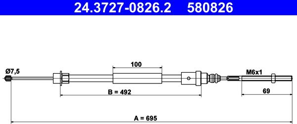 ATE 24.3727-0826.2 - Cavo comando, Freno stazionamento www.autoricambit.com