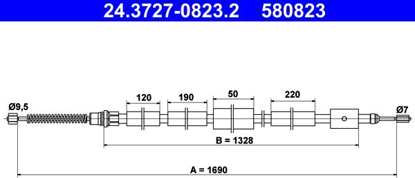 ATE 24.3727-0823.2 - Cavo comando, Freno stazionamento www.autoricambit.com