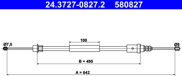 ATE 24.3727-0827.2 - Cavo comando, Freno stazionamento www.autoricambit.com