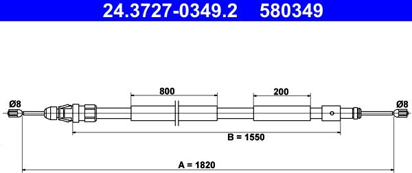 ATE 24.3727-0349.2 - Cavo comando, Freno stazionamento www.autoricambit.com