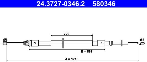 ATE 24.3727-0346.2 - Cavo comando, Freno stazionamento www.autoricambit.com