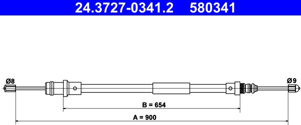 ATE 24.3727-0341.2 - Cavo comando, Freno stazionamento www.autoricambit.com