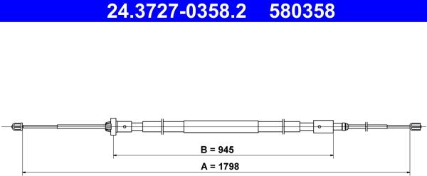 ATE 24.3727-0358.2 - Cavo comando, Freno stazionamento www.autoricambit.com