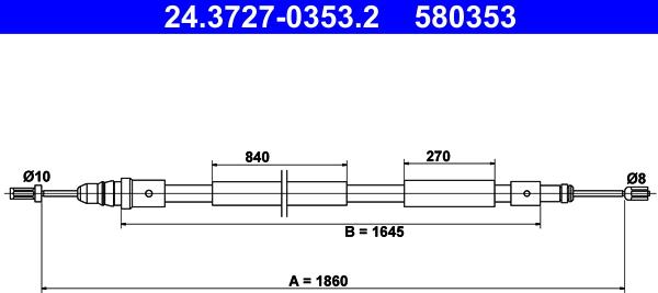 ATE 24.3727-0353.2 - Cavo comando, Freno stazionamento www.autoricambit.com