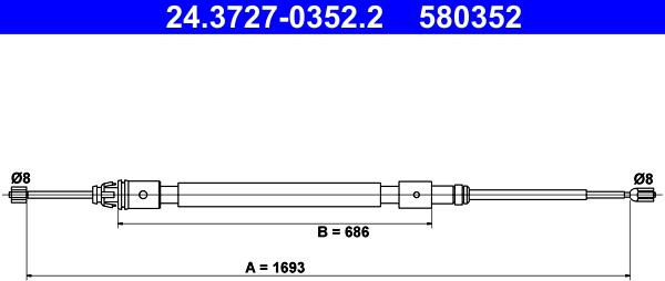 ATE 24.3727-0352.2 - Cavo comando, Freno stazionamento www.autoricambit.com