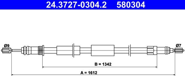 ATE 24.3727-0304.2 - Cavo comando, Freno stazionamento www.autoricambit.com