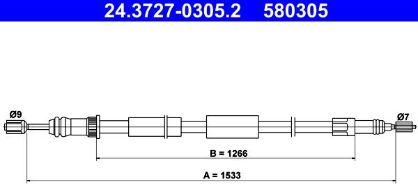 ATE 24.3727-0305.2 - Cavo comando, Freno stazionamento www.autoricambit.com