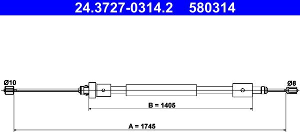 ATE 24.3727-0314.2 - Cavo comando, Freno stazionamento www.autoricambit.com