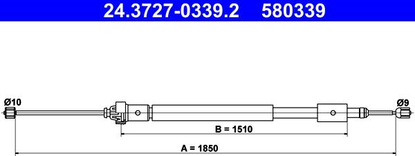 ATE 24.3727-0339.2 - Cavo comando, Freno stazionamento www.autoricambit.com