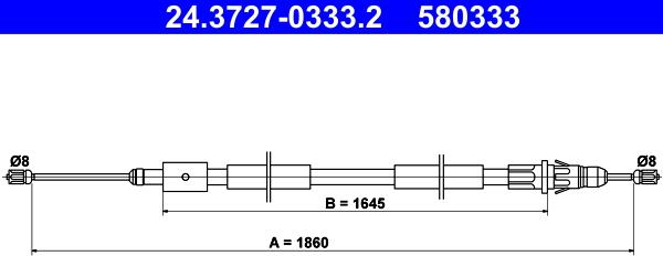 ATE 24.3727-0333.2 - Cavo comando, Freno stazionamento www.autoricambit.com