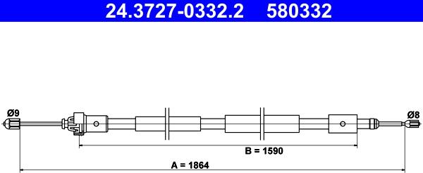 ATE 24.3727-0332.2 - Cavo comando, Freno stazionamento www.autoricambit.com