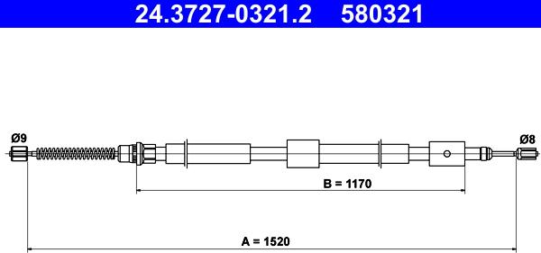 ATE 24.3727-0321.2 - Cavo comando, Freno stazionamento www.autoricambit.com