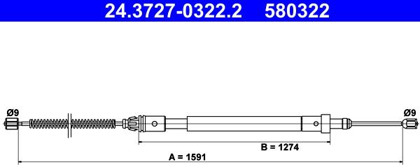 ATE 24.3727-0322.2 - Cavo comando, Freno stazionamento www.autoricambit.com