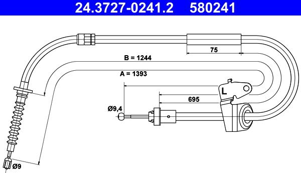 ATE 24.3727-0241.2 - Cavo comando, Freno stazionamento www.autoricambit.com