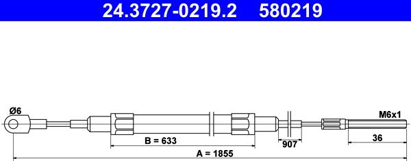 ATE 24.3727-0219.2 - Cavo comando, Freno stazionamento www.autoricambit.com