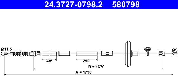 ATE 24.3727-0798.2 - Cavo comando, Freno stazionamento www.autoricambit.com