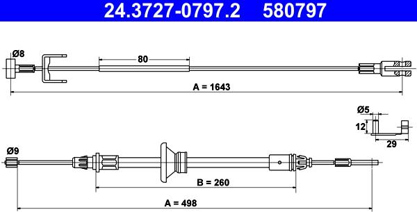 ATE 24.3727-0797.2 - Cavo comando, Freno stazionamento www.autoricambit.com