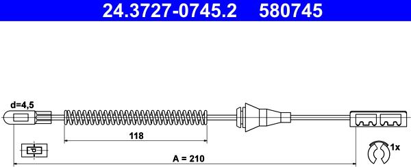 ATE 24.3727-0745.2 - Cavo comando, Freno stazionamento www.autoricambit.com