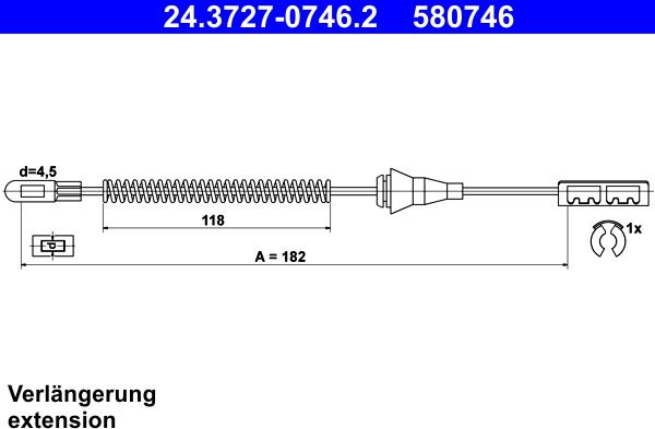 ATE 24.3727-0746.2 - Cavo comando, Freno stazionamento www.autoricambit.com