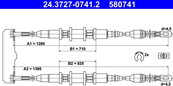 ATE 24.3727-0741.2 - Cavo comando, Freno stazionamento www.autoricambit.com