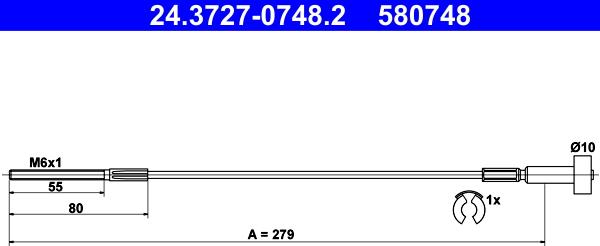 ATE 24.3727-0748.2 - Cavo comando, Freno stazionamento www.autoricambit.com