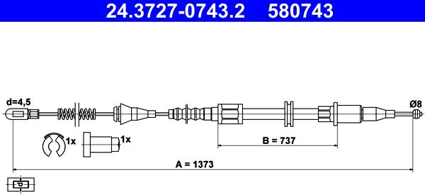 ATE 24.3727-0743.2 - Cavo comando, Freno stazionamento www.autoricambit.com