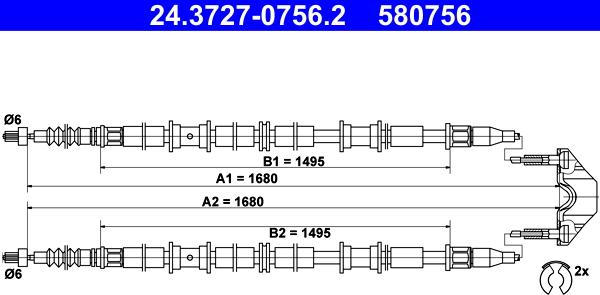 ATE 24.3727-0756.2 - Cavo comando, Freno stazionamento www.autoricambit.com