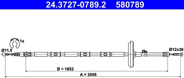 ATE 24.3727-0789.2 - Cavo comando, Freno stazionamento www.autoricambit.com