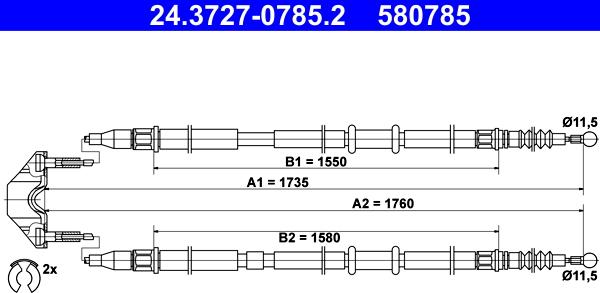 ATE 24.3727-0785.2 - Cavo comando, Freno stazionamento www.autoricambit.com