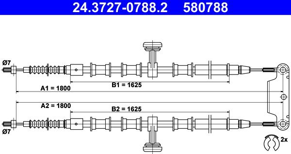 ATE 24.3727-0788.2 - Cavo comando, Freno stazionamento www.autoricambit.com