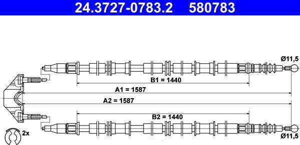 ATE 24.3727-0783.2 - Cavo comando, Freno stazionamento www.autoricambit.com