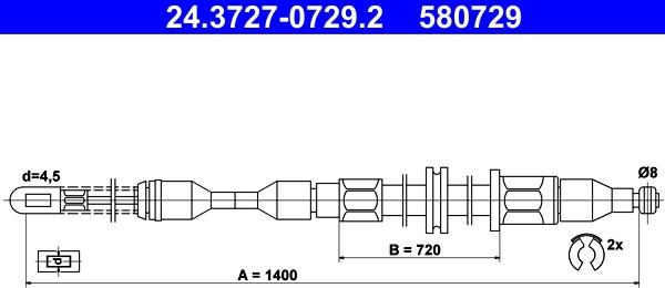 ATE 24.3727-0729.2 - Cavo comando, Freno stazionamento www.autoricambit.com