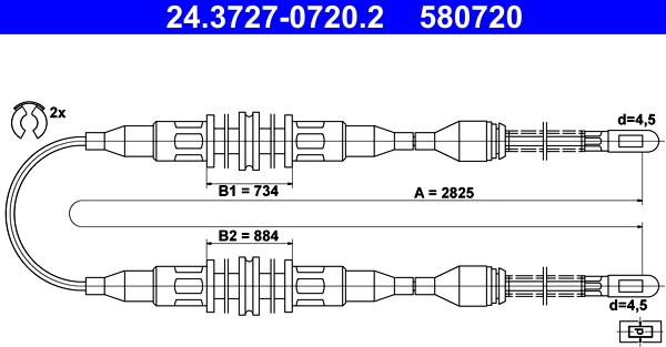 ATE 24.3727-0720.2 - Cavo comando, Freno stazionamento www.autoricambit.com