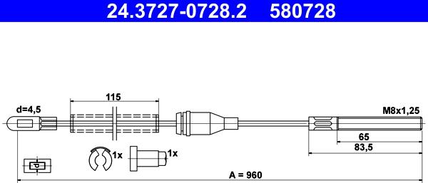 ATE 24.3727-0728.2 - Cavo comando, Freno stazionamento www.autoricambit.com