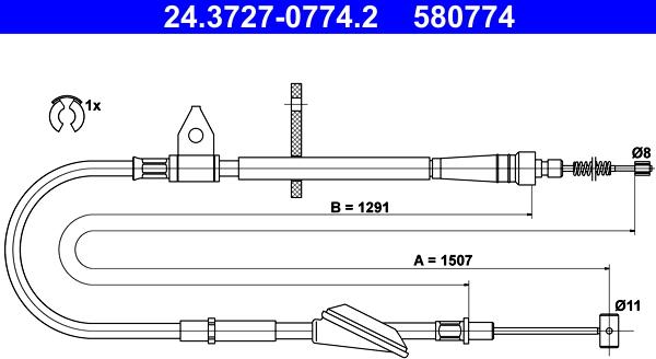 ATE 24.3727-0774.2 - Cavo comando, Freno stazionamento www.autoricambit.com