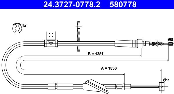 ATE 24.3727-0778.2 - Cavo comando, Freno stazionamento www.autoricambit.com