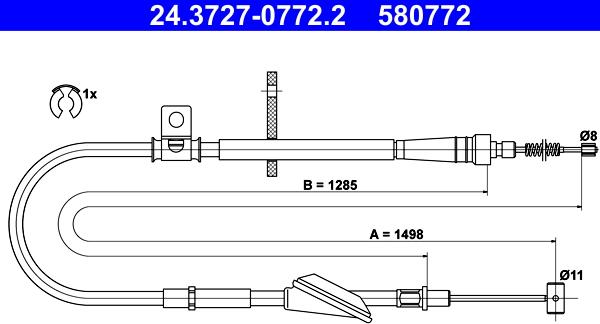 ATE 24.3727-0772.2 - Cavo comando, Freno stazionamento www.autoricambit.com