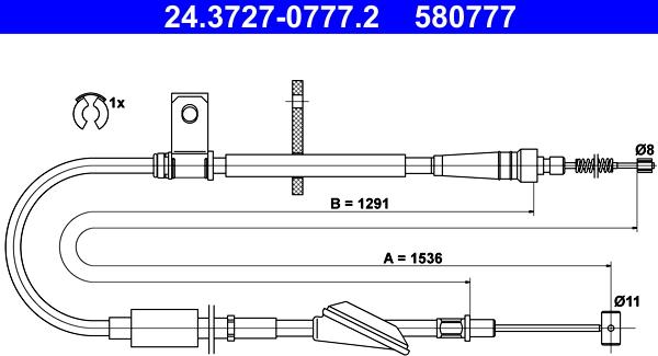 ATE 24.3727-0777.2 - Cavo comando, Freno stazionamento www.autoricambit.com