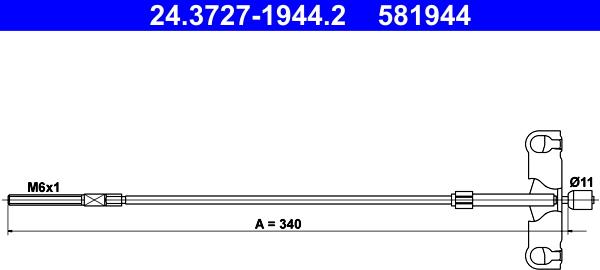 ATE 24.3727-1944.2 - Cavo comando, Freno stazionamento www.autoricambit.com