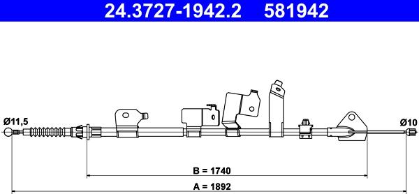 ATE 24.3727-1942.2 - Cavo comando, Freno stazionamento www.autoricambit.com