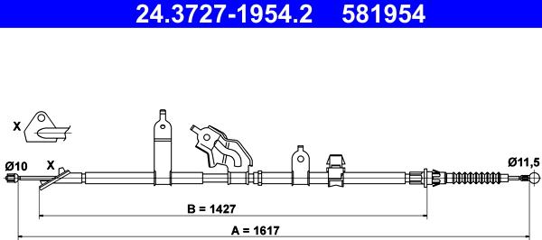 ATE 24.3727-1954.2 - Cavo comando, Freno stazionamento www.autoricambit.com