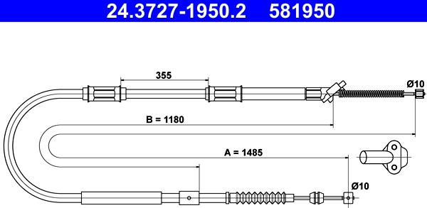 ATE 24.3727-1950.2 - Cavo comando, Freno stazionamento www.autoricambit.com