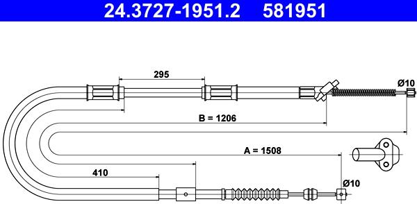 ATE 24.3727-1951.2 - Cavo comando, Freno stazionamento www.autoricambit.com