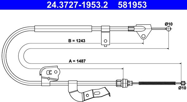 ATE 24.3727-1953.2 - Cavo comando, Freno stazionamento www.autoricambit.com